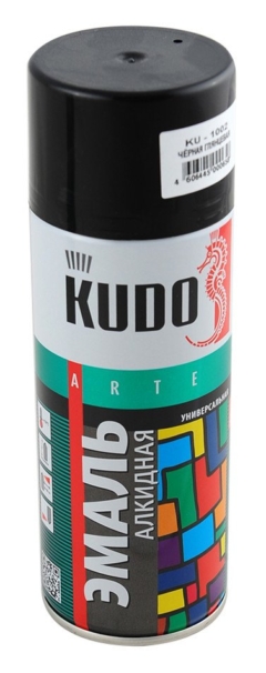 ЭМАЛЬ аэроз.»KUDO»черная глянц.520мл KU-1002